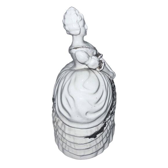 1960s Colonial Southern Belle Powder Jar Trinket Box Gold Trim Japan Vintage - Picture 4 of 7